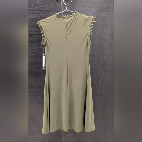 Nicole Miller Olive Green Ruffle Mini Dress - Picture 2 of 5
